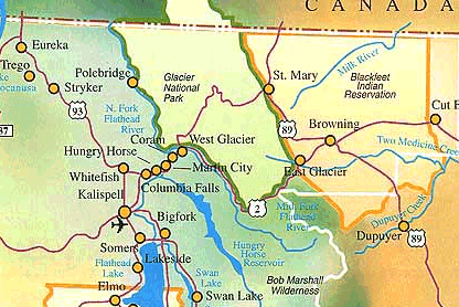 Map of Browning, Montana from http://www.nwmontana.com/Pages/elkpkmap.htm